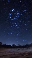 Stars fill the night sky above a serene landscape in a remote area photo