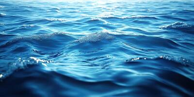 Vast blue ocean waves gently undulating under bright sunlight at midday, evoking tranquility and the beauty of nature photo