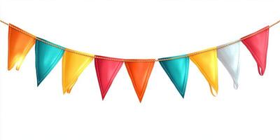 Colorful triangular flags hanging in a festive arrangement for celebrations and events during daytime photo