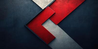 Abstract geometric art featuring red, white, and gray shapes with a textured background in a modern style photo