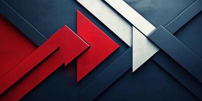 Geometric shapes in red, white, and blue create a dynamic modern art composition on a textured background photo