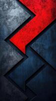 Abstract geometric design featuring contrasting red and blue zigzag patterns in a textured background photo