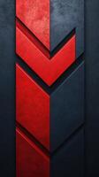 Dynamic geometric design with red and black elements on a textured background creating a modern visual impact photo