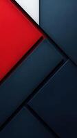 Abstract geometric design with bold red, navy, and white shapes creating a modern aesthetic photo