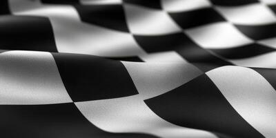 Checkered flag waving at a racing event signaling the end of a competitive race photo
