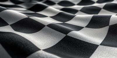 Black and white checkered fabric with waves and textures captured in light photo