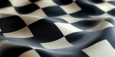 Checkered fabric draped gracefully, showcasing its smooth texture and contrasting colors in soft lighting photo
