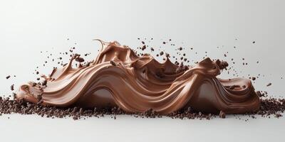 Chocolate cream swirls with cookie crumbs on a smooth surface at dessert studio photo