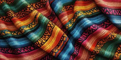 Brightly colored textile showcasing vibrant patterns in a lively design photo