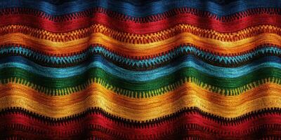 Colorful woven textile with vibrant patterns showcases traditional craftsmanship and artistry photo