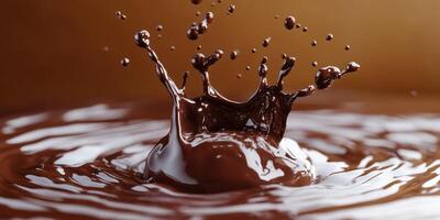Chocolate splash captures the moment of rich liquid dynamics in a smooth textured environment photo