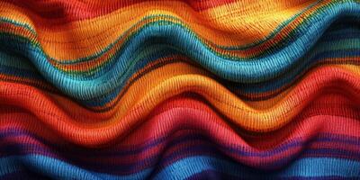 Colorful textile pattern showcasing vibrant waves and texture in warm tones photo