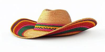 Colorful sombrero with intricate patterns on a plain background highlighting traditional craftsmanship and cultural significance photo