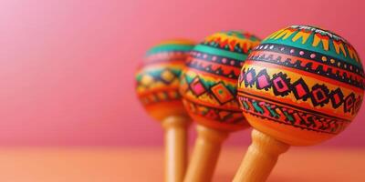 Colorful maracas displayed against a vibrant background highlighting traditional craftsmanship photo