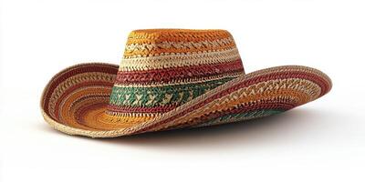 Colorful woven sombrero showcasing intricate patterns and vibrant colors perfect for sunny outdoor events photo