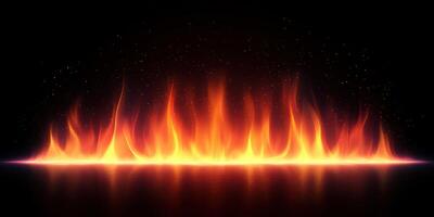 Captivating orange flames dance against a dark background showcasing heat and intensity photo