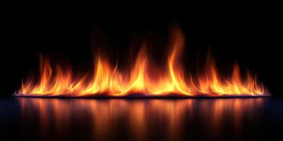 Dancing flames cast a warm glow on a dark surface in a mesmerizing display of fire photo