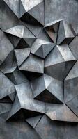 Intricate geometric patterns displayed on a textured gray concrete wall in an urban environment photo