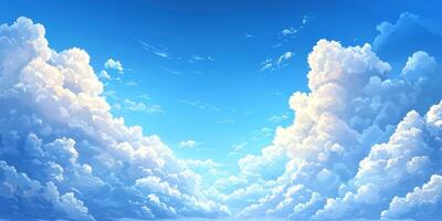 Vast blue sky with fluffy white clouds during a serene daytime setting photo