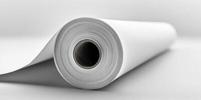 Rolled blank paper on a neutral background for creative projects and artistic endeavors in minimalistic design photo