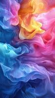 Vibrant abstract swirl of colorful textures in soft hues creating a dreamy landscape of motion photo