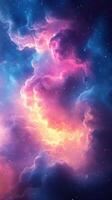 Vibrant cosmic clouds illuminated by bright colors in deep space showcasing the beauty of the universe photo