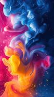 Colorful abstract swirl created with vibrant paints in a dark background capturing fluid motion and artistic expression photo