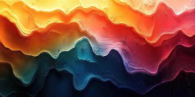 Colorful abstract waves with vibrant gradients moving through space and blending together photo