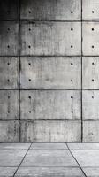 Textured concrete wall with smooth floor surface in an industrial setting during daylight photo