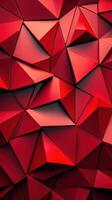 Geometric red patterns create a striking visual texture through sharp angles and faceted surfaces photo