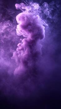 Mystical purple smoke swirling in shadows creates an ethereal atmosphere in dim light photo