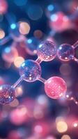 Colorful molecular structure illuminated with soft glowing lights creating a captivating visual display of chemistry photo