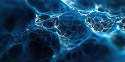 Abstract blue web-like structure showcasing intricate patterns and depth in a visually captivating design photo