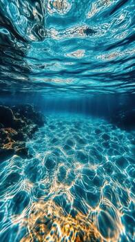 Crystal clear underwater scene showcasing vibrant reflections and textures in a tropical ocean environment photo