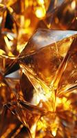 Intricate geometric shapes made from translucent amber material reflecting light in a mesmerizing display of clarity photo