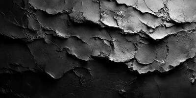 Textured black wall with layered cracks and peeling paint creates an artistic background for design projects photo