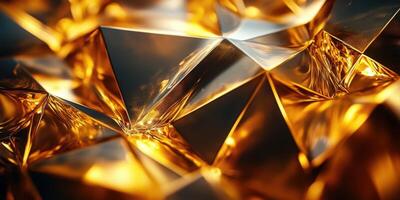 Golden geometric shapes reflecting light in an abstract display of luxury and elegance photo