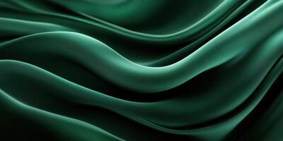 Elegant folds of deep green fabric create waves of texture and movement in a soft lighting setting photo