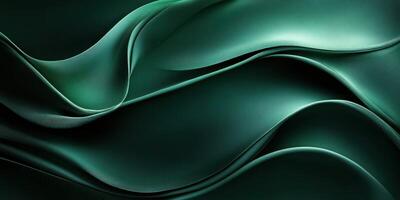 Smooth green fabric drapes creating flowing waves in a soft and elegant display of texture and color photo