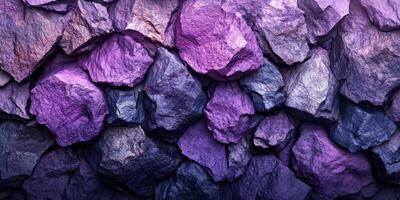 Colorful purple stones create a vibrant texture in an artistic display in a natural setting photo