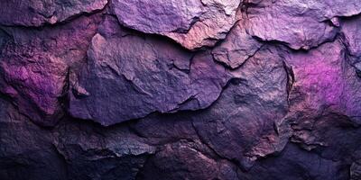 Vibrant purple and grey rock textures create an artistic backdrop for design and decoration purposes photo