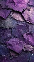 Beautiful textured purple rock formation showcasing natural layering and vibrant colors in a geological display photo