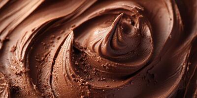 Rich, creamy chocolate swirls showcase decadent dessert preparation in a kitchen setting photo