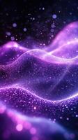 Colorful patterns of purple and pink light waves create an ethereal atmosphere in a stunning digital art display photo