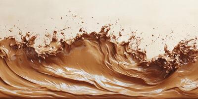 Natural brown liquid creates dynamic wave splashes against a neutral background in a smooth flowing motion photo