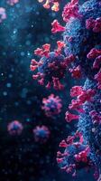 Detailed view of coronavirus structure showcasing its distinctive features and surrounding environment photo