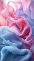 Soft flowing fabric in pastel colors creates a serene and calming visual effect perfect for creative design projects photo