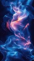 Colorful abstract swirls representing cosmic energy in a dark background at night photo