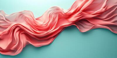 Flowing pink fabric draped over a turquoise background creates a soft and elegant visual display in contemporary design photo