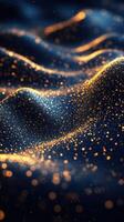 Swirling golden particles create a mesmerizing texture resembling soft waves in a dark setting photo